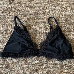 Hollister black lace appliqué bikini top size XS